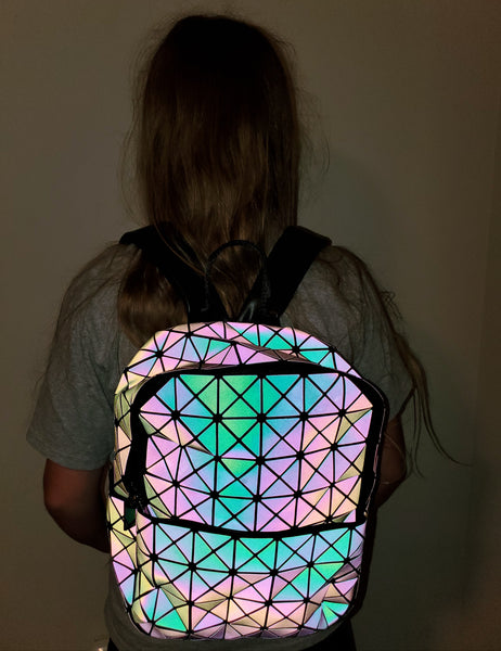 Buy Corceptive Synthetic Geometric Holographic Reflective Backpack, Color  Changing Bag