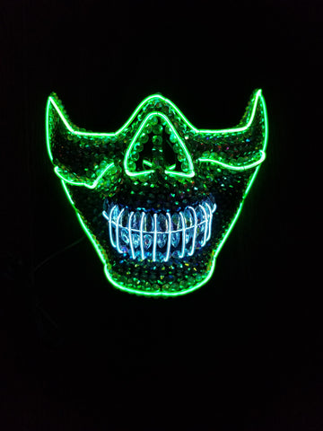 Half Skull Rhinestone Glow Mask
