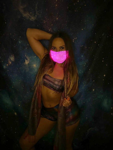 LED Color Changing Fiber Optic Rave Face Wear