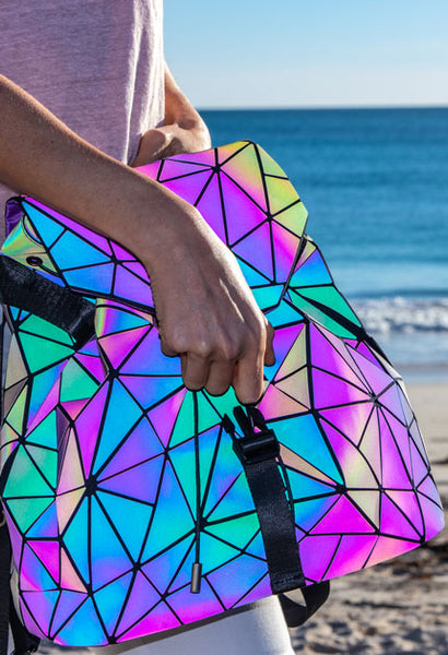 Holographic Geometric Color Changing Large Backpack – Neon Culture