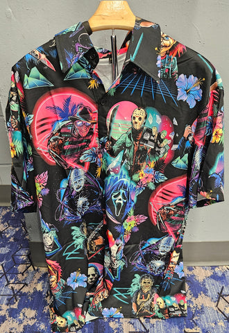 80'S Neon Horror Vaporwave Hawaiin shirt