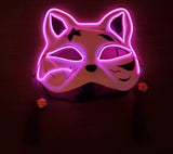 Neon Pink Kitsune Glow Mask