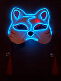 Neon Blue Kitsune Glow Mask