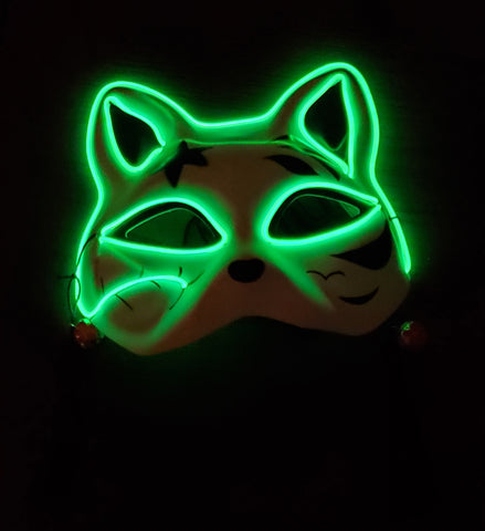Neon Green Kitsune Glow Mask
