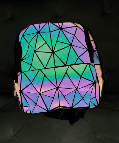 Buy Corceptive Synthetic Geometric Holographic Reflective Backpack, Color  Changing Bag