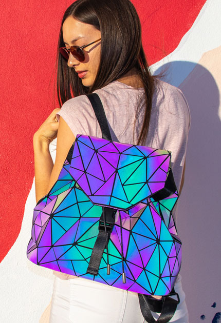 Holographic Backpack Reflective Triangle Backpack Holographic